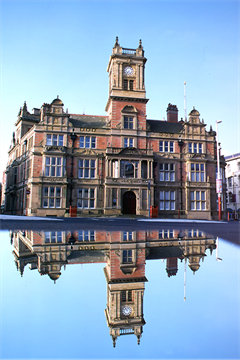 Blackpool Town hall with reflection