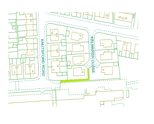 Map showing Knutsford Road alley gate area