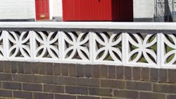 Modern decorative concrete block walling on garden.