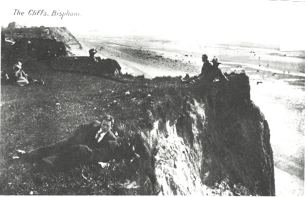Black and white image of the cliff's at Bispham Circa 1915