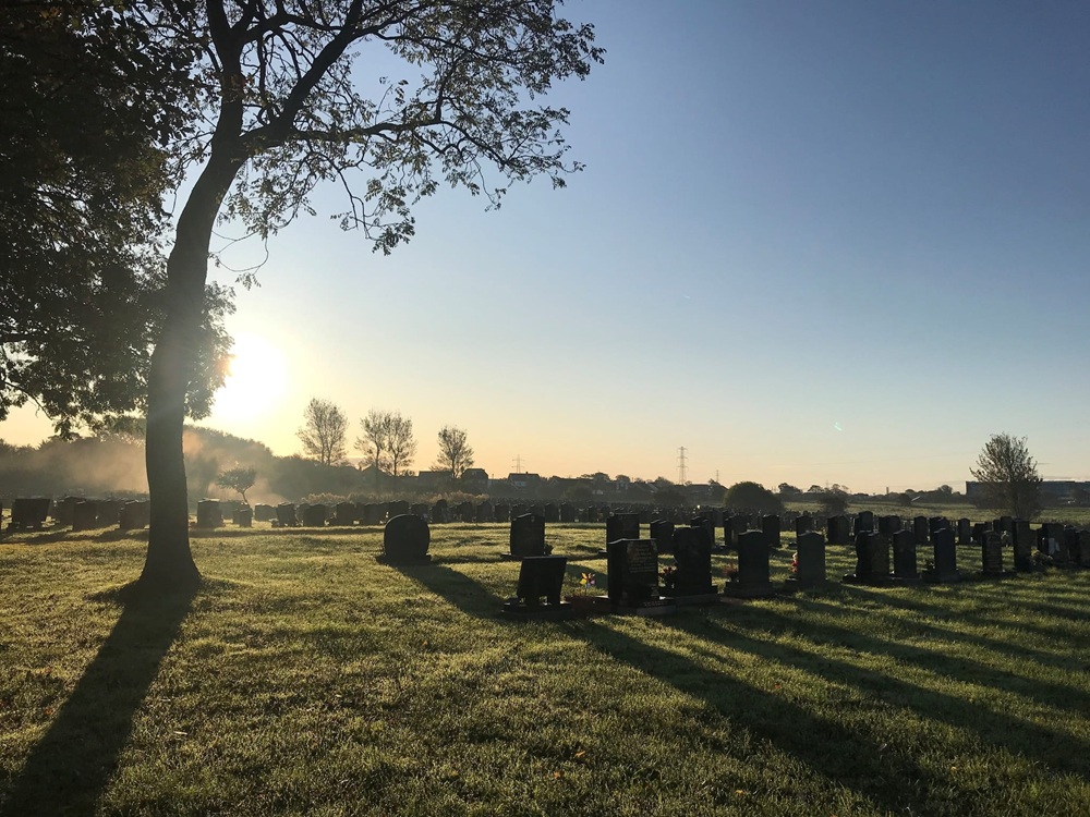 Carleton Cemetery at sunset.