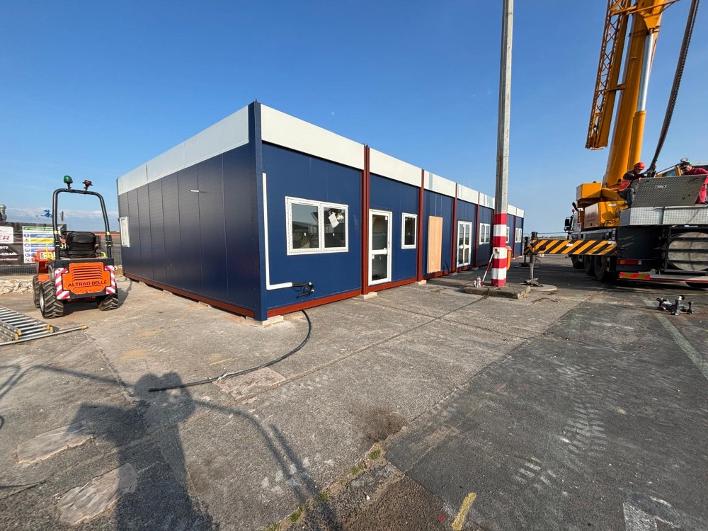 The new VSP being lifted into place at Blackpool Airport