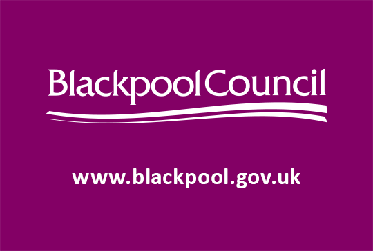 Blackpool Council logo on a purple background