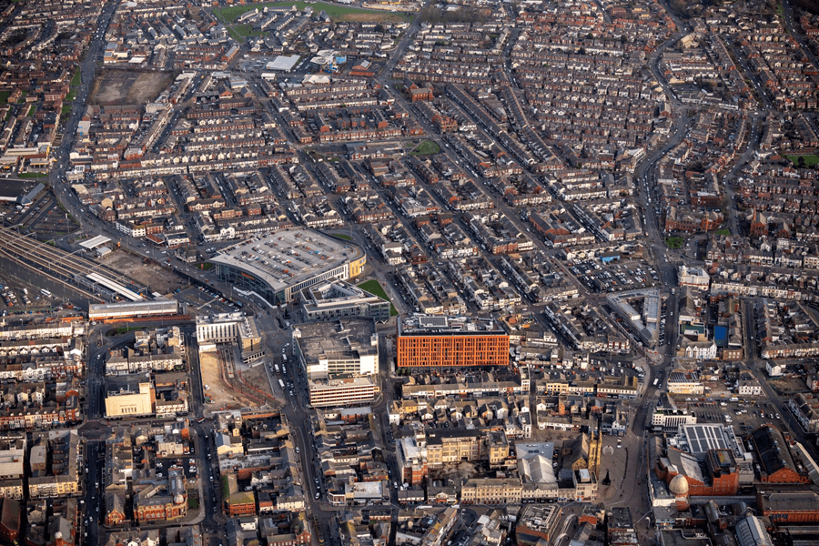 An aerial view of Blackpool town centre 