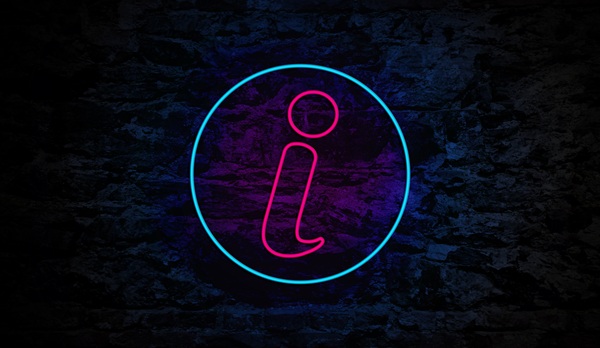 Neon info icon graphic