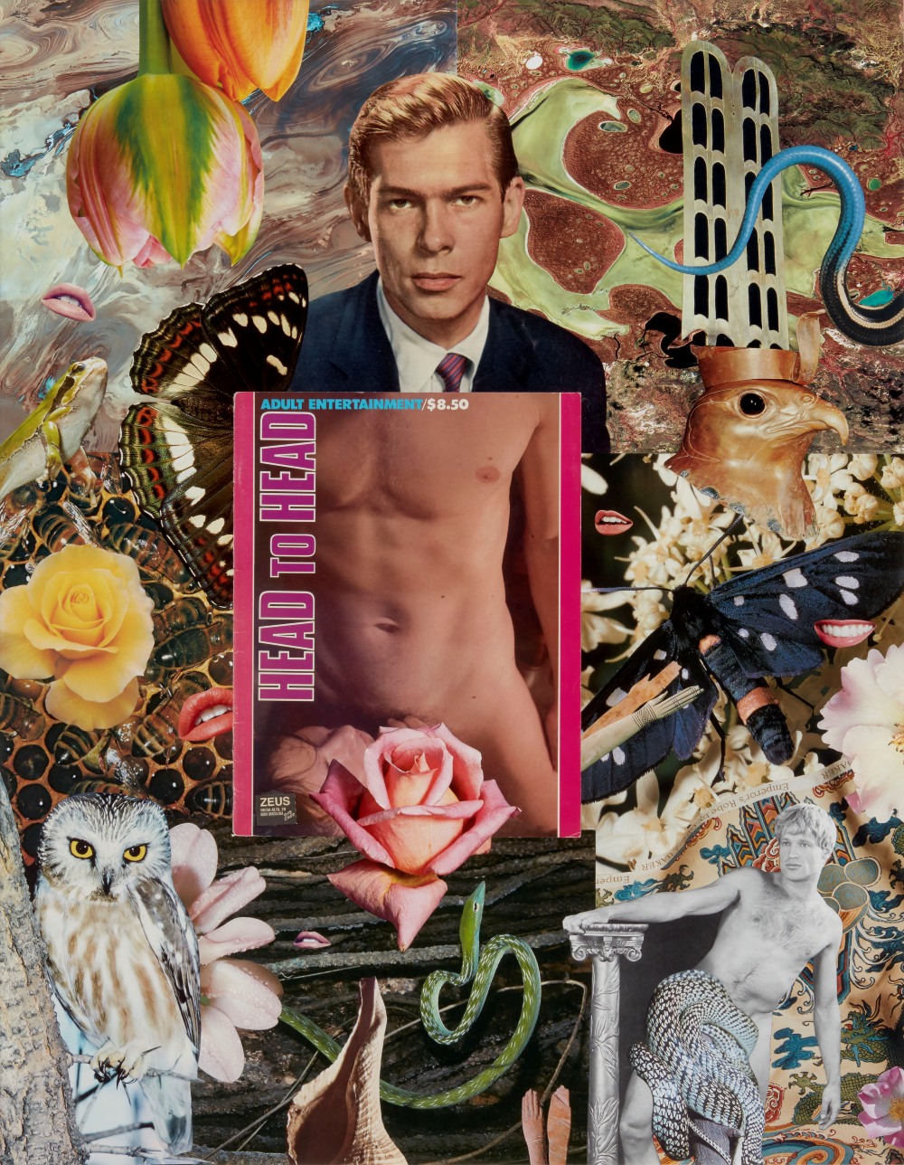 A photo of one of Linder's photomontages, Head to Head (2017), © Linder