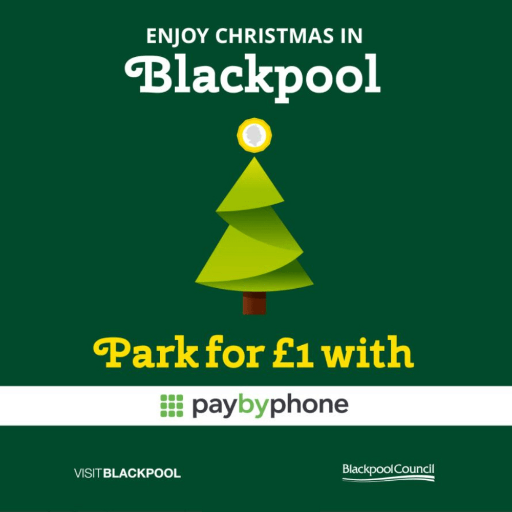 Enjoy Christmas in Blackpool. Park for £1 with paybyphone. VisitBlackpool Blackpool Council.