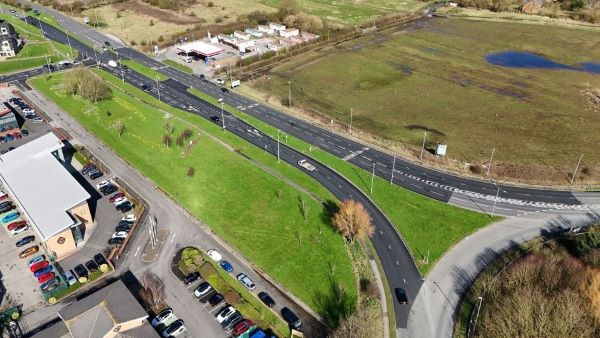 Over head picture of newly resurfaced Preston New Road 