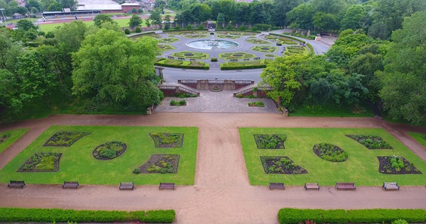 A drone shot of Stanley Park