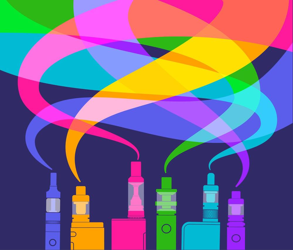 Multi-coloured E-cigarettes vector