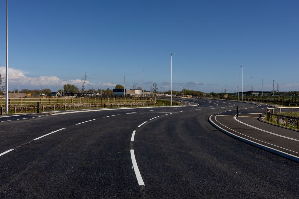 New road, Vickers Way, linking Common Edge Road into Blackpool Airport Enterprise Zone.