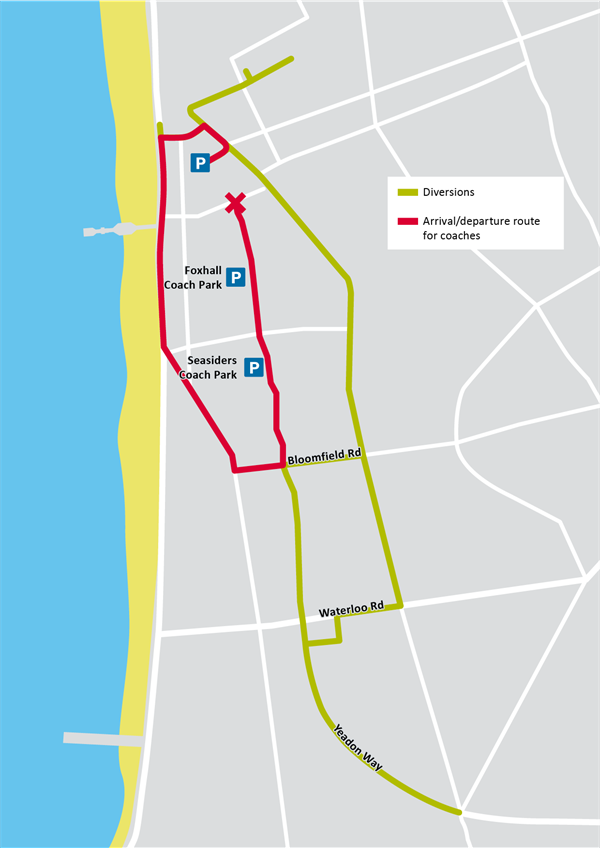 a map of the diversion routes in place for coaches