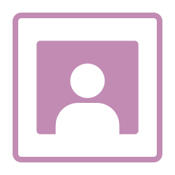Icon of person on purple backround.