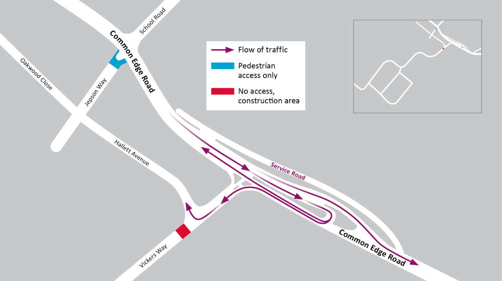 Drawing to represent the new flow of traffic on Common Edge Road.