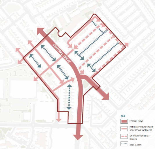Central Drive plan with key