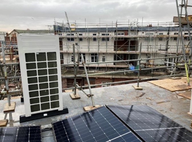 Stanley Buildings - Installation of solar panels during refurbishment works