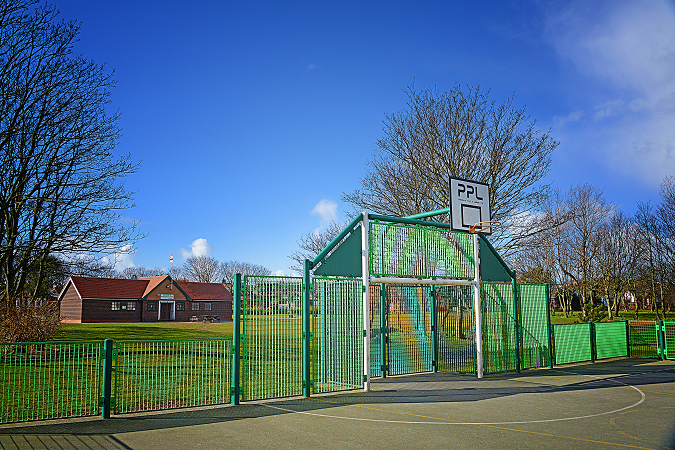 Games area with fencing.