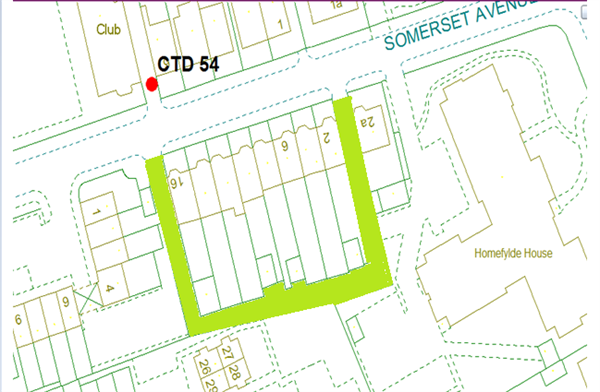 Map showing Somerset Ave alley gate area