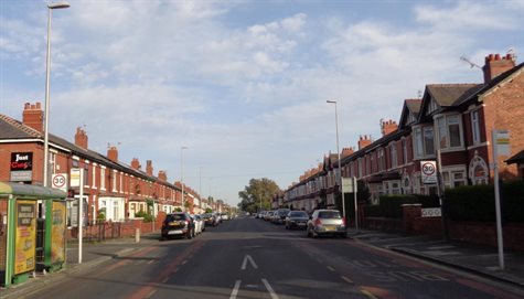 View down Grange Road from Westcliffe Drive