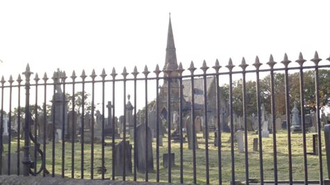 View into the cemetery from the junction of Talbot Road and Westcliffe Drive