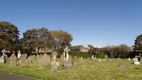View north east from within the cemetery
