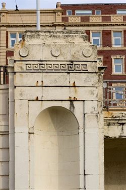 Decorative detail on one of the columns of the colonades on the promenade