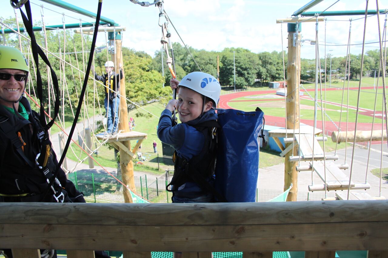 Photo of a child about to go down the Zip Wire 