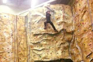 Man on a Climbing Wall at Blackpool Sports Centre