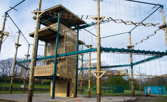 Wooden tower and high ropes course
