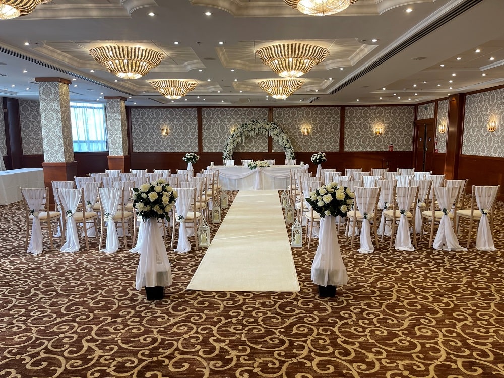 room dressed for a wedding ceremony
